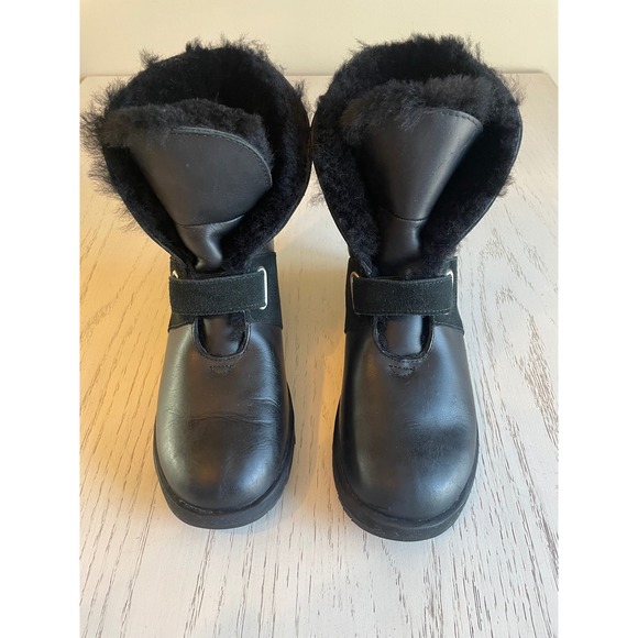 UGG Shoes - UGG Australia Black Leather Suede Shearling Lined Boots Women's Size 7